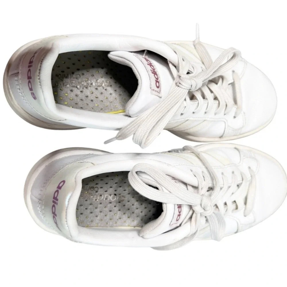 Adidas Grand Court Womens White Iridescent Classic Sneakers Cloudfoam Size 7.5